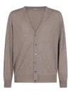 Canali V-neck Cardigan In Brown