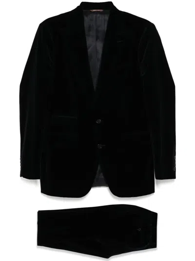 Canali Velet Suits In Schwarz