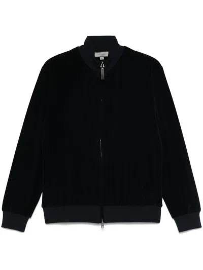 Canali Velvet Sweatshirt In Blue