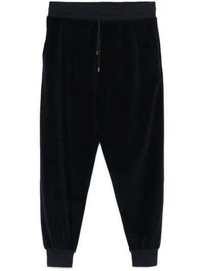 Canali Velvet Track Pants In Blue