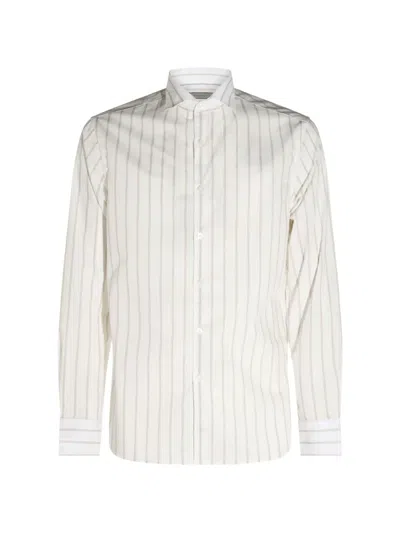 Canali Vertical-stripe Shirt In White