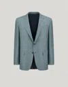 Canali Veste À Carreaux Verte Et Bleu Clair En Soie Et Cachemire In Blue