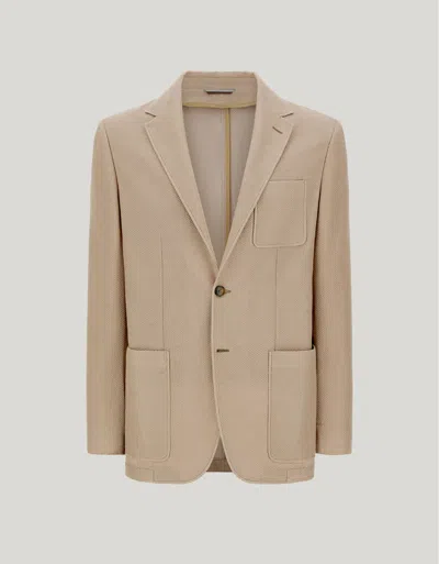 Canali Veste Beige En Maille Jersey In Brown