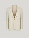 Canali Veste Blanche En Soie, Laine Et Mohair Travel In White