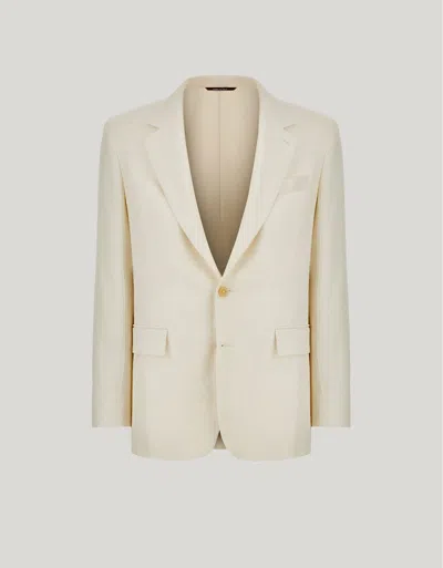 Canali Veste Blanche En Soie, Laine Et Mohair Travel In White