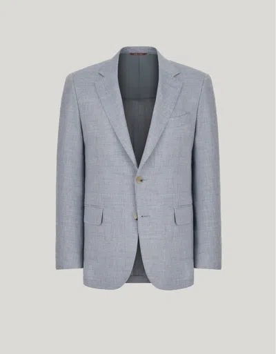Canali Veste Bleu Clair En Lin Et Laine In Blue