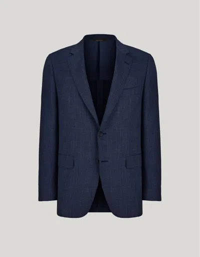 CANALI VESTE BLEU DENIM EN LAINE, SOIE ET LIN