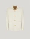 Canali Veste Chemise Crème En Laine Double In Neutral