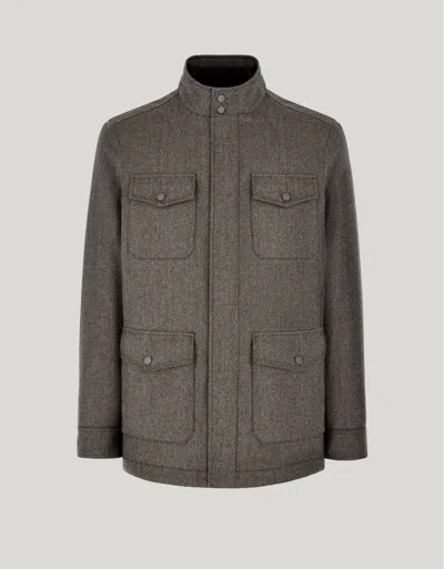 Canali Veste De Campagne Avec Partie Avant En Flanelle « Impeccabile » Noyer In Gray