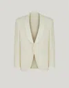 Canali Veste De Smoking Blanche En Soie, Laine Et Mohair Travel In Neutral