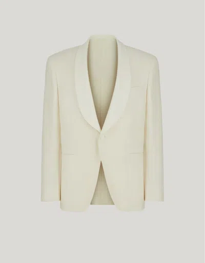 Canali Veste De Smoking Blanche En Soie, Laine Et Mohair Travel In Neutral
