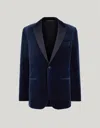 Canali Veste De Smoking En Velours De Coton Bleue In Blue