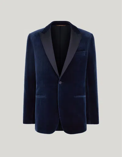 Canali Veste De Smoking En Velours De Coton Bleue In Blue