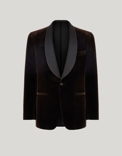 Canali Veste De Smoking En Velours De Coton Marron In Burgundy
