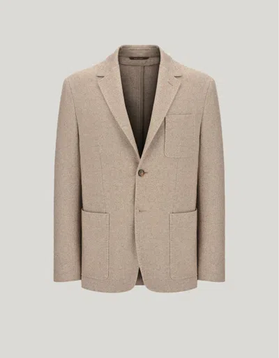 Canali Veste Jersey En Soie Et Cachemire Beige In Neutral