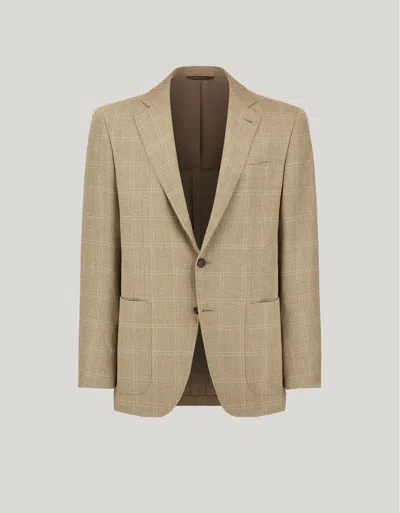 Canali Veste Kei À Carreaux, En Laine Et Coton, Beige Et Blanche In Brown