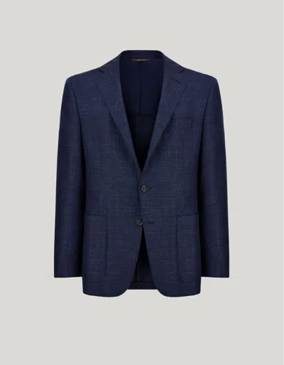 Canali Veste Kei Bleue En Laine, Soie Et Lin In Blue