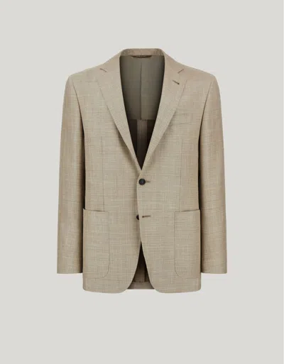 Canali Veste Kei En Laine, Soie Et Lin Beige In Neutral