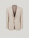 Canali Veste Kei Rose Et Beige À Grands Carreaux En Lin Et Laine In Multi