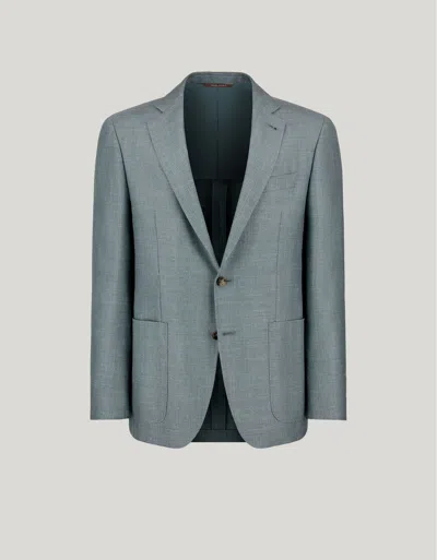 Canali Veste Kei Verte En Laine, Soie Et Lin In Blue