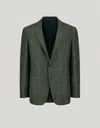 Canali Veste Kei Verte Et Beige À Grands Carreaux En Laine, Soie Et Lin In Green