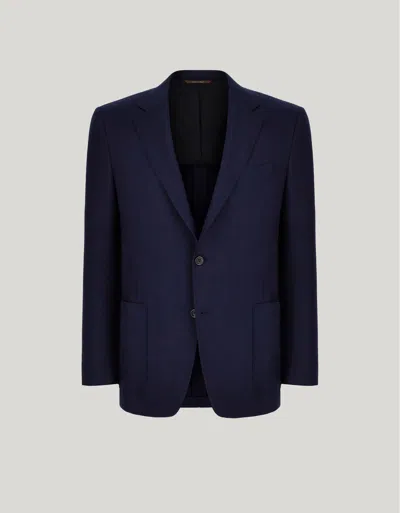 Canali Veste Microstructurée En Laine Bleue In Blue