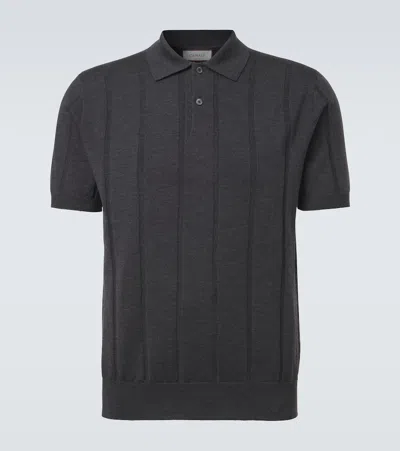 Canali Virgin Wool Polo Sweater In Gray