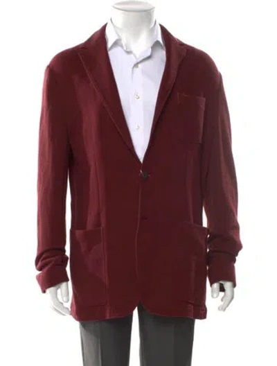 Pre-owned Canali V-neck Long Sleeve Cardigan In Burgundy