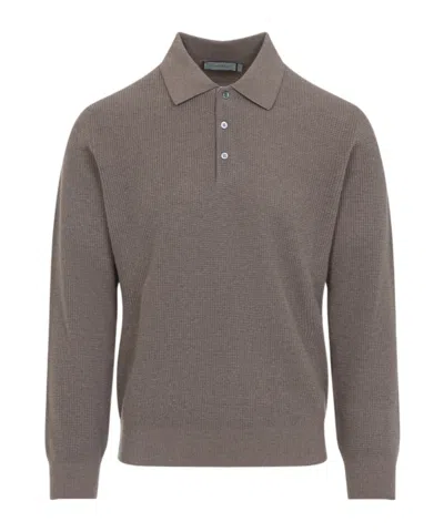 CANALI WAFFLE-KNIT POLO SHIRT