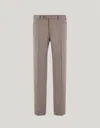 Canali Walnut High-waisted Pleatless Stretch Wool Pants In Brown