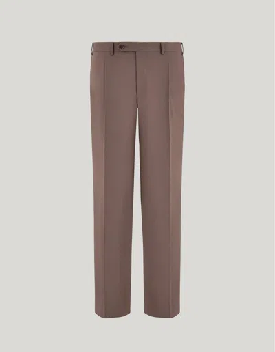 Canali Walnut Stretch Wool Regular-fit Pants In Brown