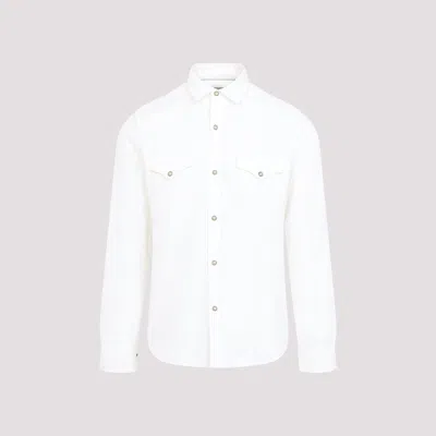 Canali Western Pocket Cotton Shirt In White