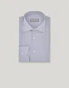 Canali White And Blue Striped Regular Fit Cotton Shirt In Blue