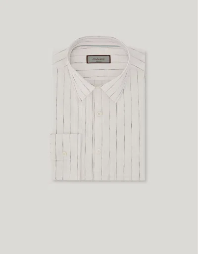 Canali White And Gray Cotton Regular-fit Shirt In Multi
