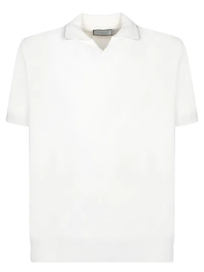 Canali White Cotton Polo Shirt