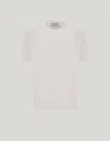 Canali White Microstructured Cotton T-shirt With Closed Hem In White
