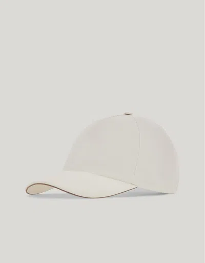 Canali White Linen And Silk Blend Baseball Cap