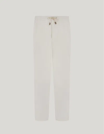 Canali White Linen And Silk Drawstring Pants