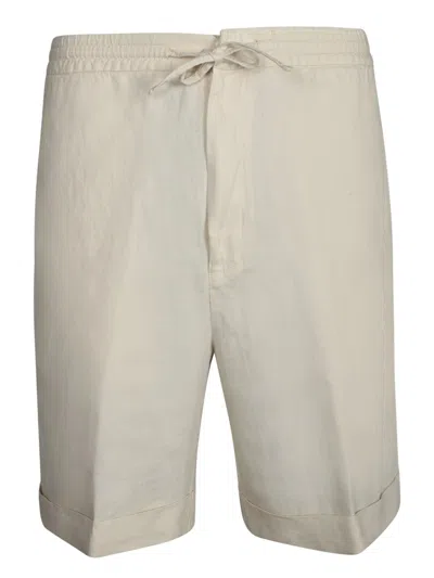 Canali White Linen Bermuda Shorts In Neutral