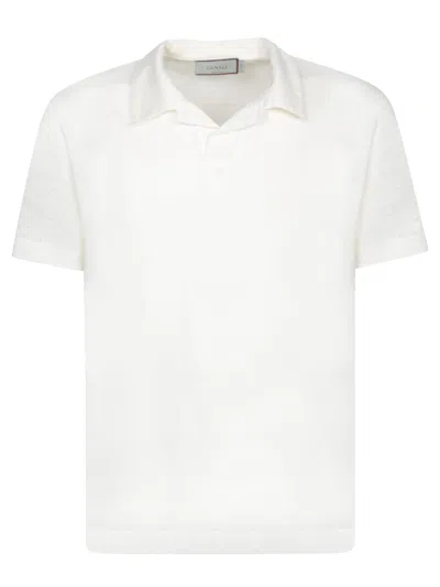 Canali White Linen Polo Shirt