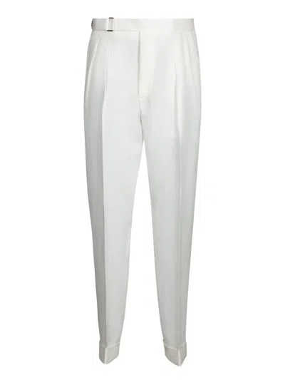 Canali White Linen Trousers