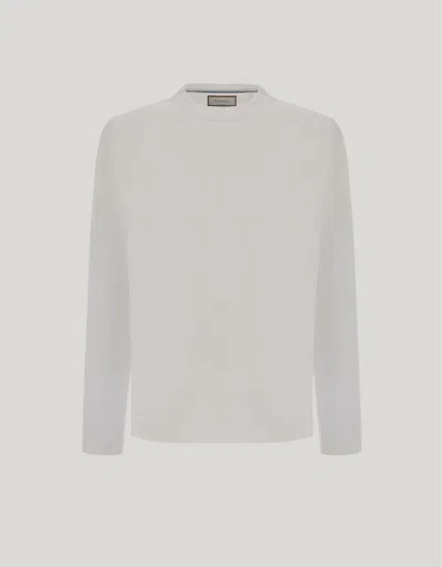 Canali White Lisle Cotton Jersey Regular-fit Crew Neck