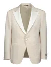 Canali Herringbone Wool-blend Blazer In White