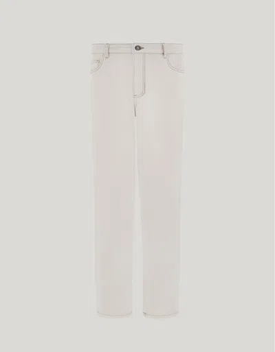 Canali White Regular Fit Five Pocket Denim Cotton Pants