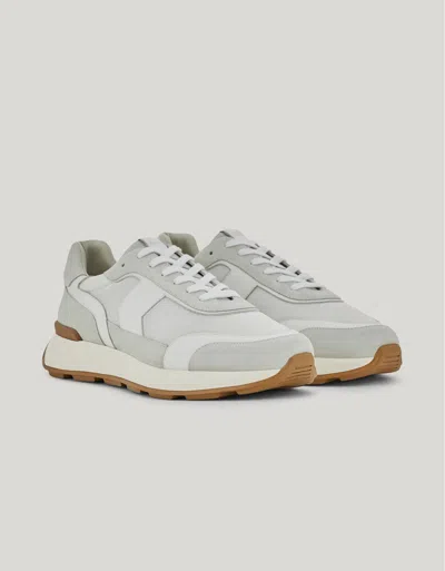 Canali White Technical Fabric And Leather Runner Sneakers