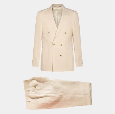 Canali White Wool Suits In Beige