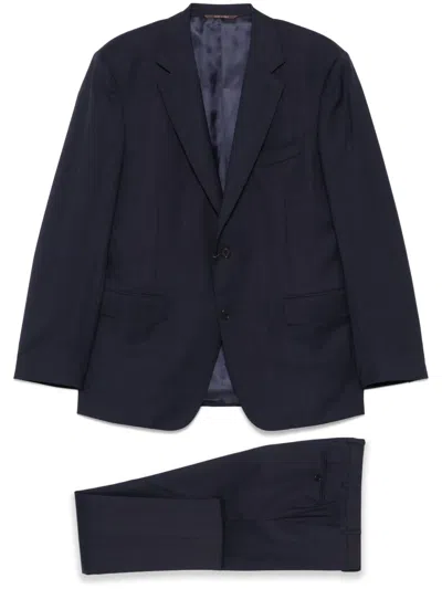 Canali Windowpane-pattern Suit In Blue