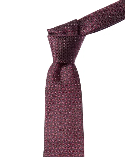 Canali Wine Silk Tie In Brown