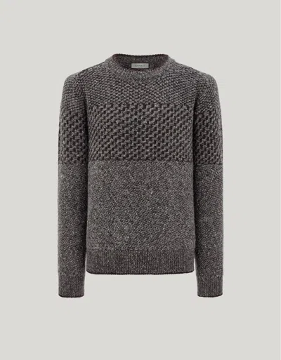 Canali Embroidered Wool Blend Sweater In Gray