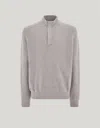 Canali Wool And Cashmere Mock Neck Sweater With Zipper And Lambskin Details In Gray